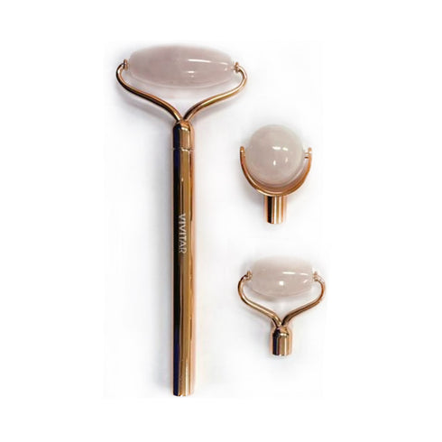 Set rodillo masaje facial SimplyBeautiful cuarzo rosa PGV251